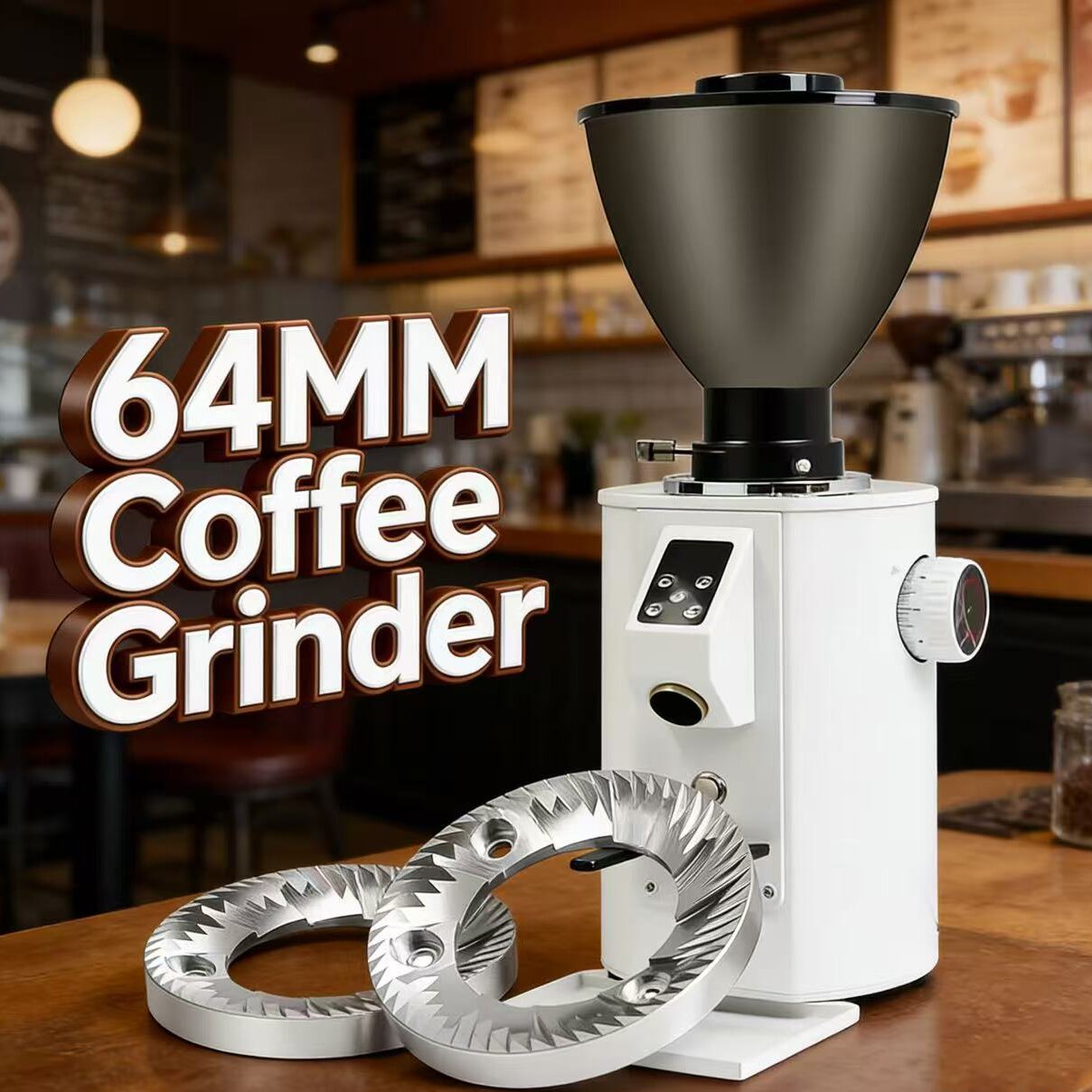 Coffee Grinder Burr Flat - เครื่องบดกาแฟแบบแบนขนาด 64 มม. สำหรับร้านกาแฟ เครื่องบดเมล็ดกาแฟไฟฟ้าขนาด 64