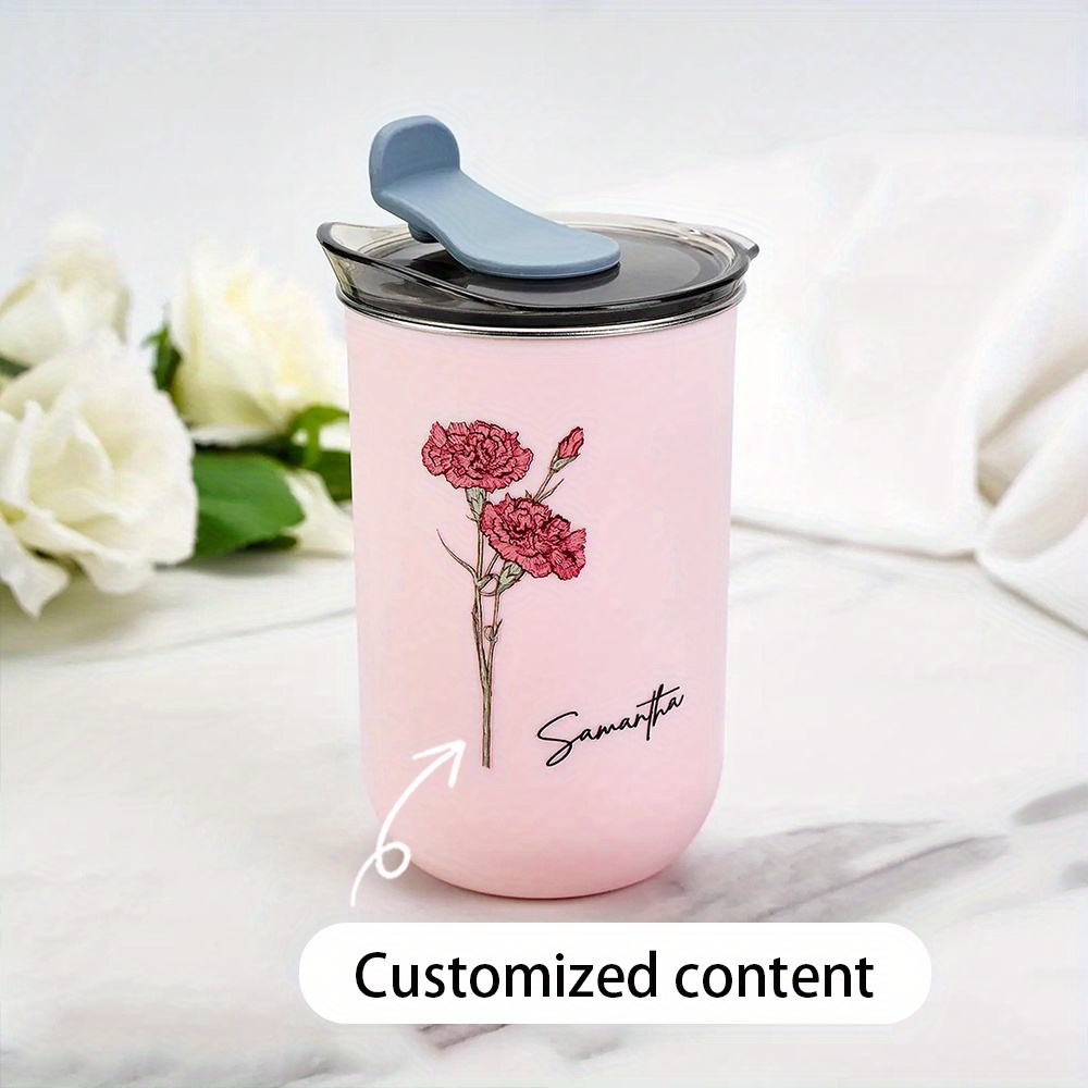 Coffee Equipment For Camping - แก้วกาแฟลายดอกไม้ตามเดือนเกิดแบบปรับแต่งได้, แก้วเดินทางสแตนเลสสลักชื่อ, แก้วเก็บความร้อนลายดอกไม้แบบปรับแต่งได้สำหรับเป็นของขวัญผู้หญิง