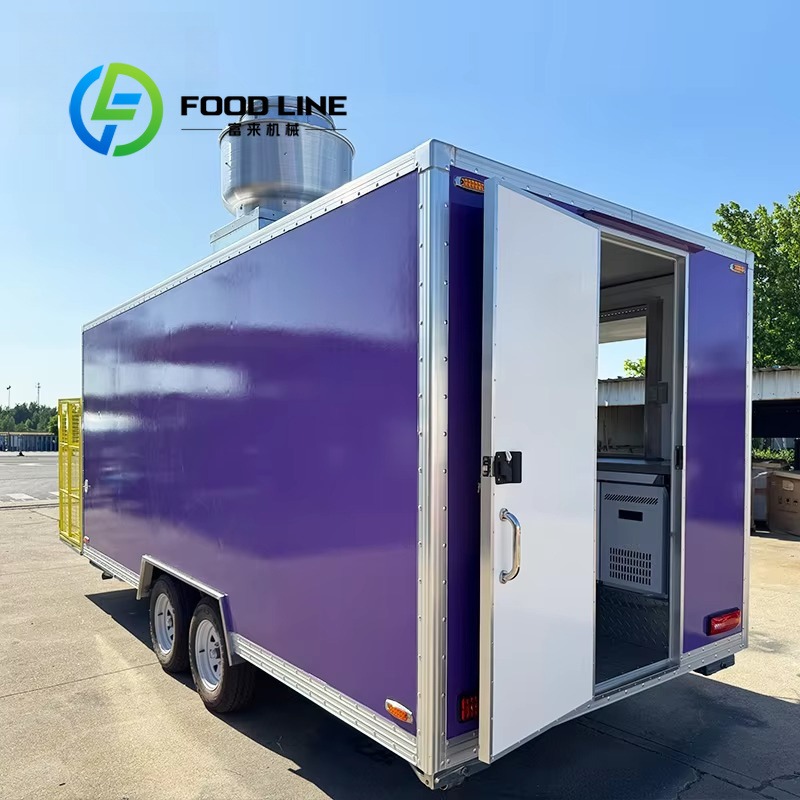 Coffee Van Equipment - รถพ่วงขายอาหารเคลื่อนที่แบบกำหนดเอง รถขายอาหารริมทางทรงสี่เหลี่ยม พร้อมอุปกรณ์ครัวครบครัน ราคาโรงงานสำหรับขายกาแฟและบาร์บีคิว