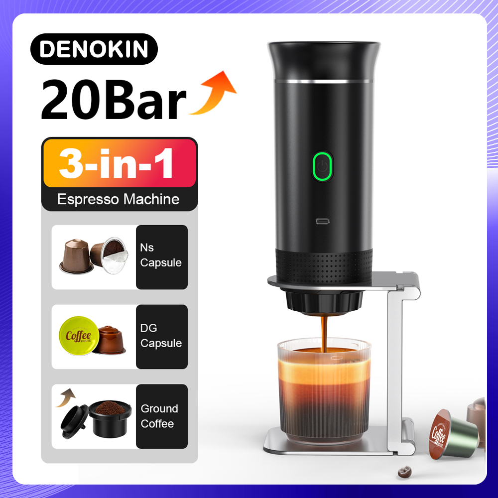 Coffee Equipment For Camping - ไร้สายไฟฟ้าแบบพกพาเครื่องชงกาแฟเอสเปรสโซสําหรับรถยนต์และบ้าน Camping เครื่องชงกาแฟ 3-in-1 แคปซูลผงเครื่องชงกาแฟท่องเที่ยว